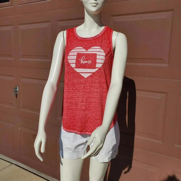 Home Free Tops - Home Free Red Colorado Stripe Heart Tank Size Small 4/6 NWOT
